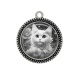 Pendentif Cabochon Argent - chat fleur