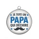 Pendentif Cabochon Argent - je suis un papa qui déchire