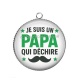 Pendentif Cabochon Argent - je suis un papa qui déchire