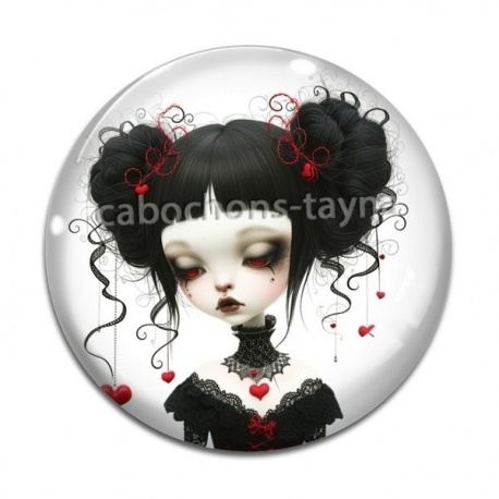 Cabochon Verre - fille gotique