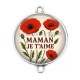 Connecteur Cabochon Argent - maman je t'aime