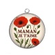 Pendentif Cabochon Argent - maman je t'aime
