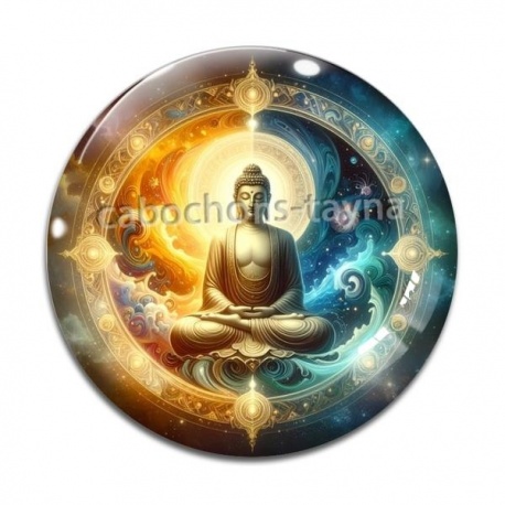 Cabochon Verre - bouddha méditation