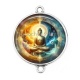 Connecteur Cabochon Argent - bouddha méditation