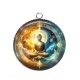 Pendentif Cabochon Argent - bouddha méditation
