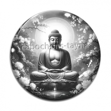 Cabochon Verre -  bouddha méditation