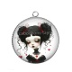 Pendentif Cabochon Argent - fille gotique