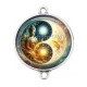 Connecteur Cabochon Argent -  bouddha méditation