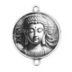 Connecteur Cabochon Argent -  bouddha méditation