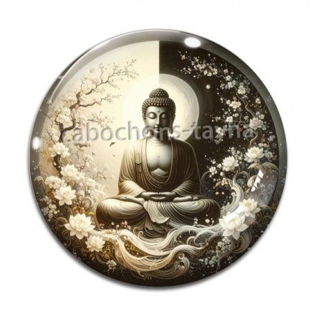 Cabochon Verre -  bouddha méditation yin yang