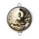 Connecteur Cabochon Argent -  bouddha méditation yin yang