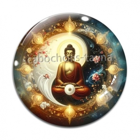 Cabochon Verre - : bouddha méditation yin yang
