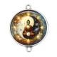 Connecteur Cabochon Argent - : bouddha méditation yin yang