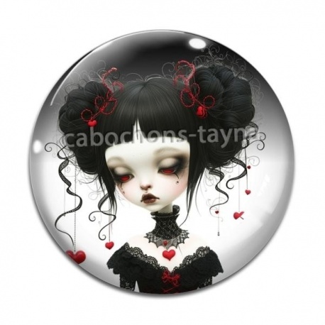 Cabochon Verre - fille gotique