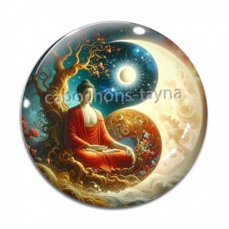 Cabochon Verre - bouddha méditation