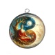 Pendentif Cabochon Argent - bouddha méditation