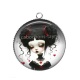 Pendentif Cabochon Argent - fille gotique