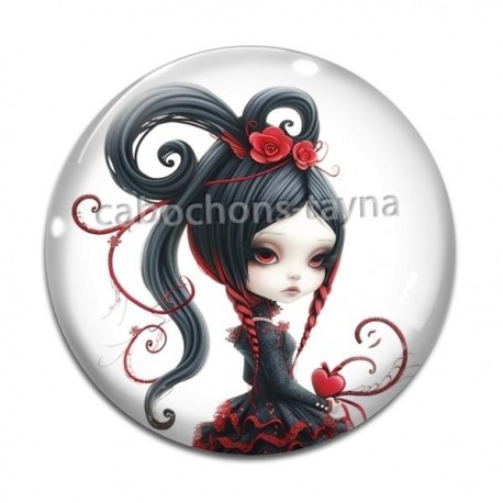 Cabochon Verre - fille gotique