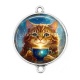 Connecteur Cabochon Argent - chat