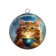Pendentif Cabochon Argent - chat