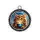 Pendentif Cabochon Argent - chat