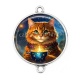 Connecteur Cabochon Argent - chat