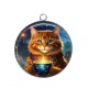 Pendentif Cabochon Argent - chat