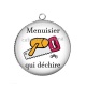 Pendentif Cabochon Argent - menuisier qui déchire