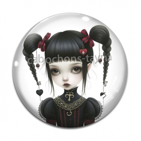 Cabochon Verre - fille gotique