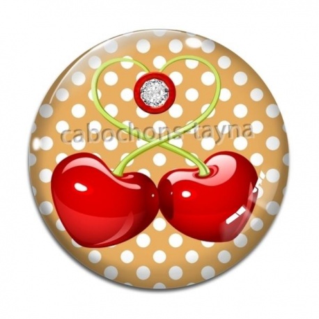 Cabochon Verre - cerise