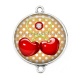 Connecteur Cabochon Argent - cerise