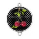 Connecteur Cabochon Argent - cerise