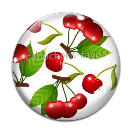 Cabochon Verre - cerise
