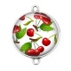 Connecteur Cabochon Argent - cerise