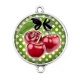 Connecteur Cabochon Argent - cerise