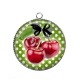 Pendentif Cabochon Argent - cerise