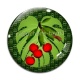 Cabochon Verre - cerise et feuille