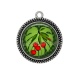 Pendentif Cabochon Argent - cerise et feuille