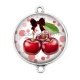 Connecteur Cabochon Argent - cerise