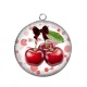 Pendentif Cabochon Argent - cerise