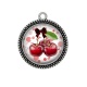 Pendentif Cabochon Argent - cerise