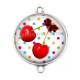 Connecteur Cabochon Argent - cerise