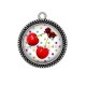 Pendentif Cabochon Argent - cerise