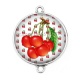 Connecteur Cabochon Argent - cerise
