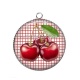 Pendentif Cabochon Argent - cerise