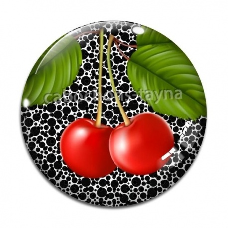 Cabochon Verre - cerise