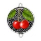 Connecteur Cabochon Argent - cerise