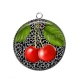 Pendentif Cabochon Argent - cerise