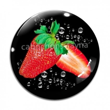Cabochon Verre - fraise