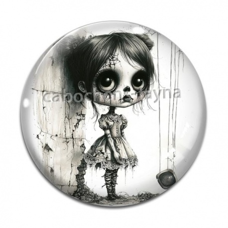 Cabochon Verre - fille gotique